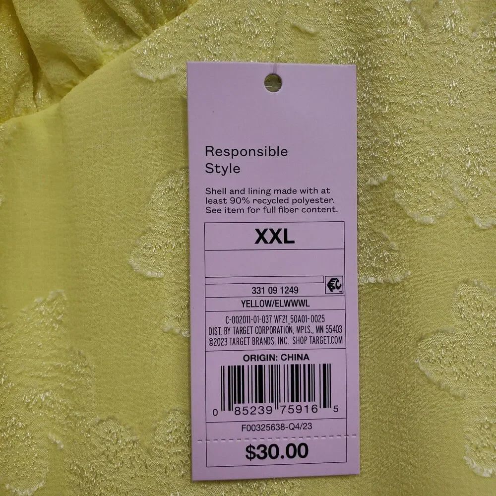 Wild Fable Women's Dress Yellow Game Day Ruffle Mini Skater Tiered NWT Size XXL - Picture 4 of 9